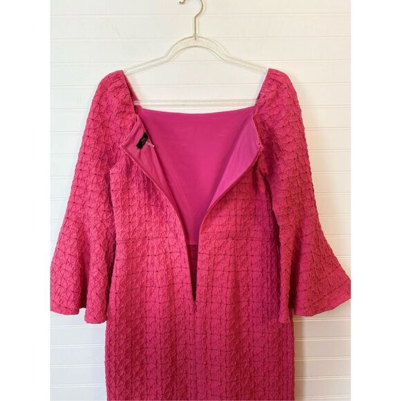 Trina Turk Pink Favor Bell Flare Sleeve Knee Length Dress Size 6 - Picture 5 of 9